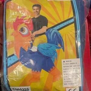 Inflatable Blue and Orange Rooster Costume for Adults